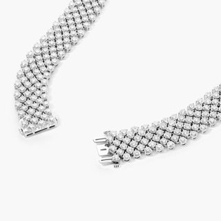 14K White Gold Mesh V Lab-Created Diamond Necklace