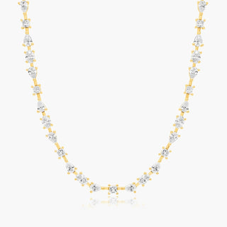 14K Yellow Gold Fancy Array Lab-Created Diamond Tennis Necklace