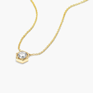 14K Yellow Gold Geometric Frame Solitaire Diamond Pendant