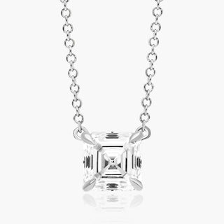 Platinum Asscher Cut Diamond Solitaire Pendant (0.25 CTW - H-I / SI1-SI2)