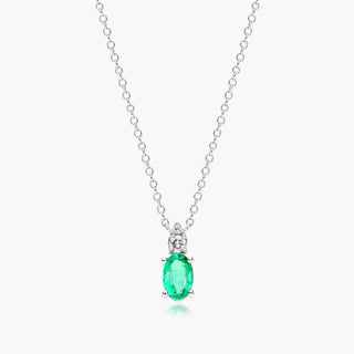14K White Gold Emerald And Diamond Necklace