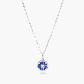 14K White Gold Marquise Sapphire And Diamond Pendant