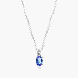 14K White Gold Sapphire And Diamond Necklace