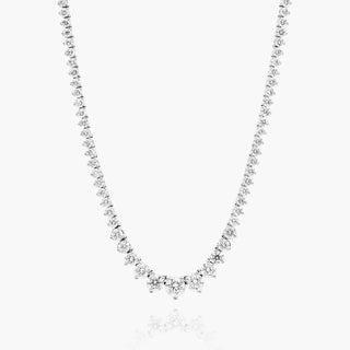 14K White Gold Riviera Three Prong Graduating Diamond Tennis Necklace (5.00 CTW - H-I / SI1-SI2)