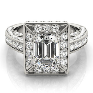 EMERALD CUT HALO ENGAGEMENT RING