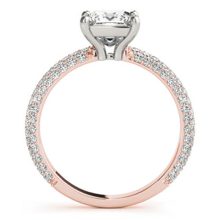 PAVE ENGAGEMENT RING WITH PRINCESS CUT HEAD