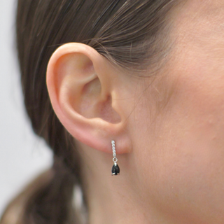 0.08 CTW Natural Black Onyx Diamond Dangle Earrings - Neptunes Jewelry