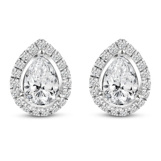 1.77 ctw Pear Halo LG Diamond Stud Earrings
