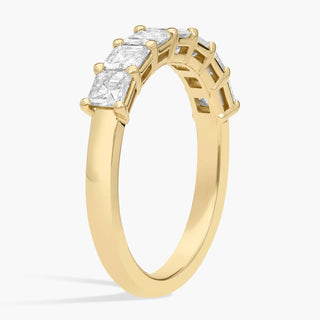 14k yellow gold seven-stone asscher lab-grown diamond ring (1 carat total weight)