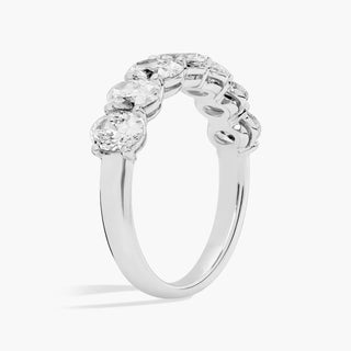 14k white gold seven-stone oval lab-grown diamond ring (2 carat total weight)