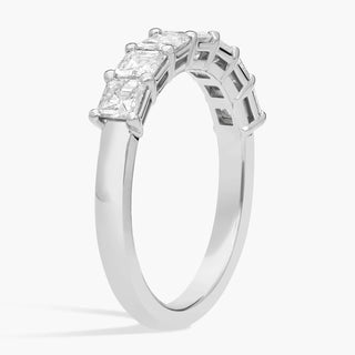 14k white gold seven-stone asscher lab-grown diamond ring (1 carat total weight)