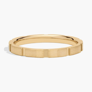 18k Yellow Gold Stackable Cut Rectangular Ring (2mm)