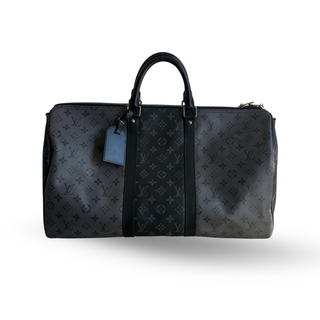 LOUIS VUITTON Monogram Eclipse Coated Canvas Keepall Bandouliere 50