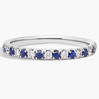 14k White Gold Riviera Pavé Sapphire and Diamond Ring (1.5mm)