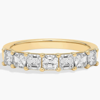 14k yellow gold seven-stone asscher lab-grown diamond ring (1 carat total weight)