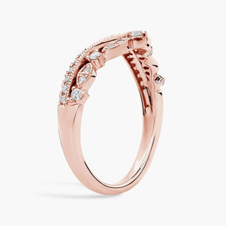 Grand Curved 14k Rose Gold Diamond Ring with 1/4 carat total weight