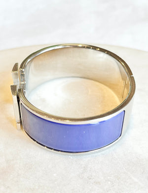 Hermes H Clic Clac Wide Purple Enamel Bracelet