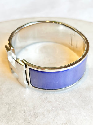 Hermes H Clic Clac Wide Purple Enamel Bracelet