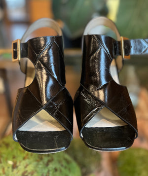 CELINE BLACK CROSSOVER SANDALS SS 41