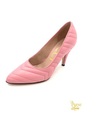 GUCCI Pink Charlotte Chevron Pumps Heels Sz 39.5