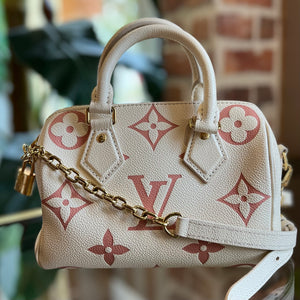 LOUIS VUITTON Bicolor Monogram Giant Empreinte Speedy Bandouliere 20