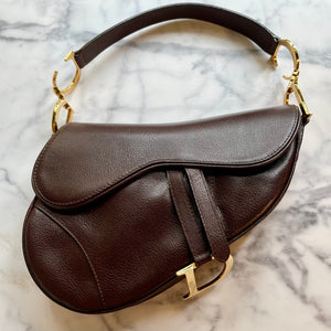 DIOR Vintage Brown Leather Saddle Bag