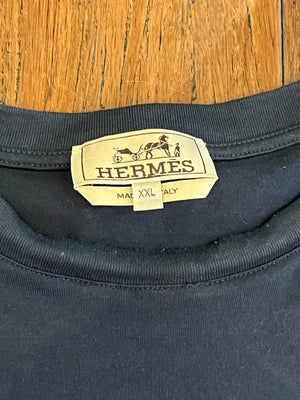 HERMES Navy Blue Cavalcade Men’s T-shirt SzXXL