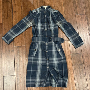 BURBERRY Black/Gray Plaid Cotton Dress