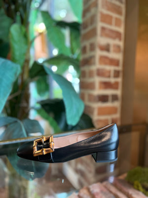 GUCCI Black Leather Bamboo Mary Jane Flats Sz 38