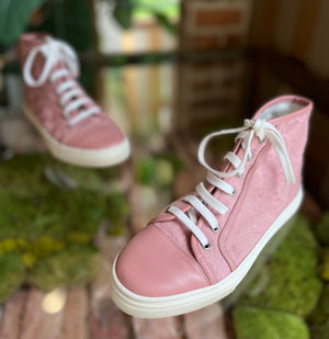 Gucci Pink GG Canvas High Top Sneakers SZ 37.5