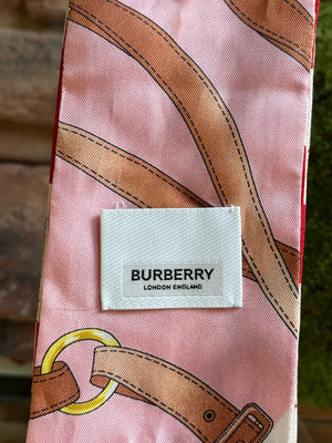 BURBERRY Pink/Red Twilly Scarf