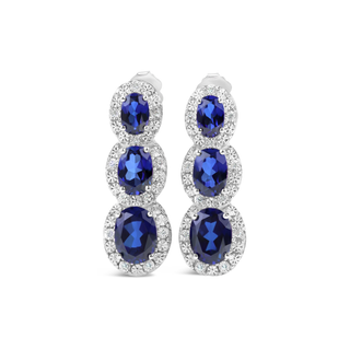 6.59 grams Lab-Grown Sapphire Diamond Earrings