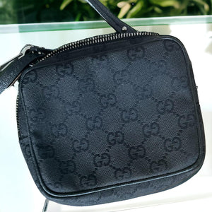 GUCCI GG Shoulder Bag 120975 Black Jacquard Leather