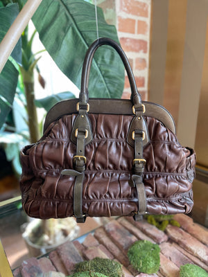 PRADA Brown Gaufree Nappa Satchel #117