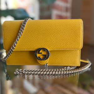 GUCCI Yellow Dollar Calf Crossbody