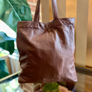 RED VALENTINO Brown Leather Tote Bag With Bow And Attached Pouch