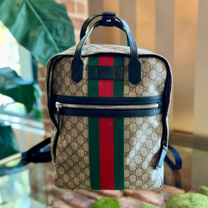 GUCCI Calfskin Soft GG Supreme Monogram Appia Web Tote Backpack