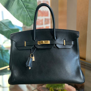 HERMES Black Clemence Birkin 35 2004