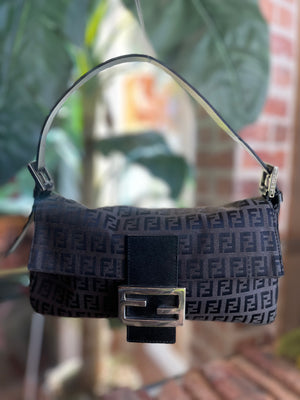 FENDI Black Zucchino Baguette