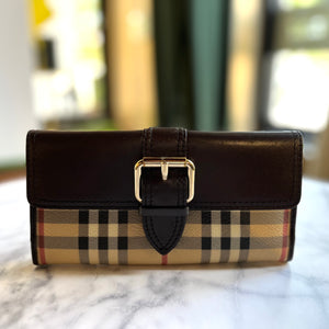 BURBERRY Haymarket Check Buckle Wallet