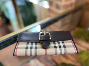 BURBERRY Haymarket Check Buckle Wallet