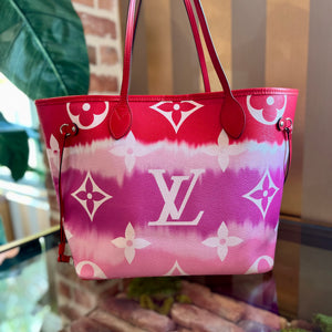 LOUIS VUITTON Pink Monogram Giant Escale Neverfull MM W/ Pouch