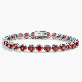 Sterling silver garnet round rope bracelet (5 mm)