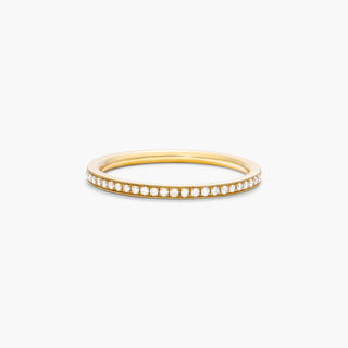 14K Yellow Gold Milgrain Diamond Ring with Single Row