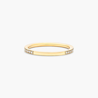 14K Yellow Gold Milgrain Diamond Ring with Single Row