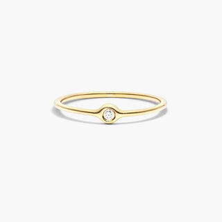 Diamond Ring with Round Bezel in 14K Yellow Gold