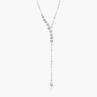 Necklace with Graduated Diamond Lariat in 14K White Gold