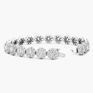 Tennis bracelet with a 14K white gold lab-created diamond peony.