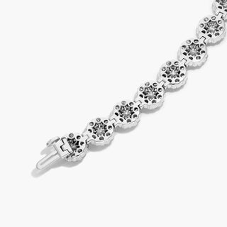 Tennis bracelet with a 14K white gold lab-created diamond peony.