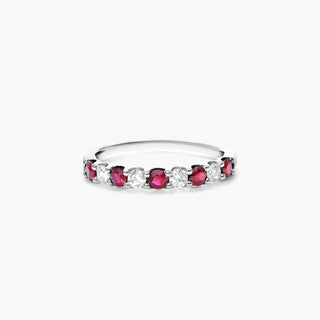 14K White Gold Ruby and Diamond Ring that Changes